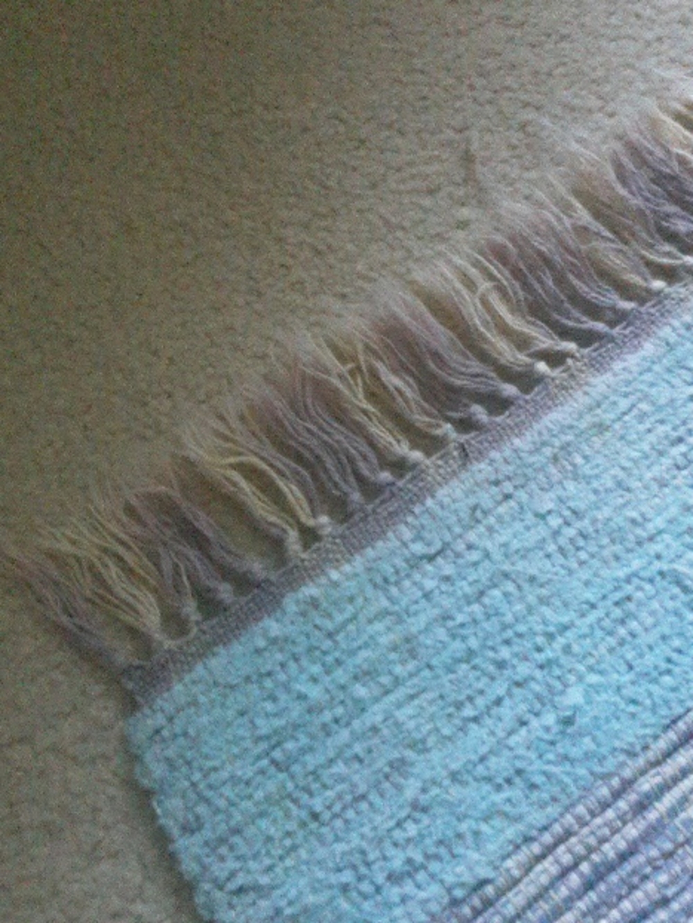 Reversible Light Blue Area Rug with Fringe - Picture 3 of 3